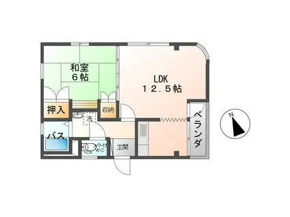 大手タナベビル(1LDK/3階)の間取り写真
