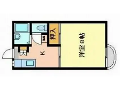 ストリーム津島(1K/1階)の間取り写真