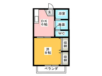 ウッダレート曲金(1DK/2階)の間取り写真