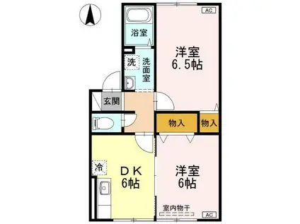 アヴァンティ浜田 B棟(2DK/1階)の間取り写真