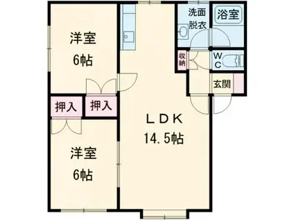 メゾンピューピルIV(2LDK/2階)の間取り写真