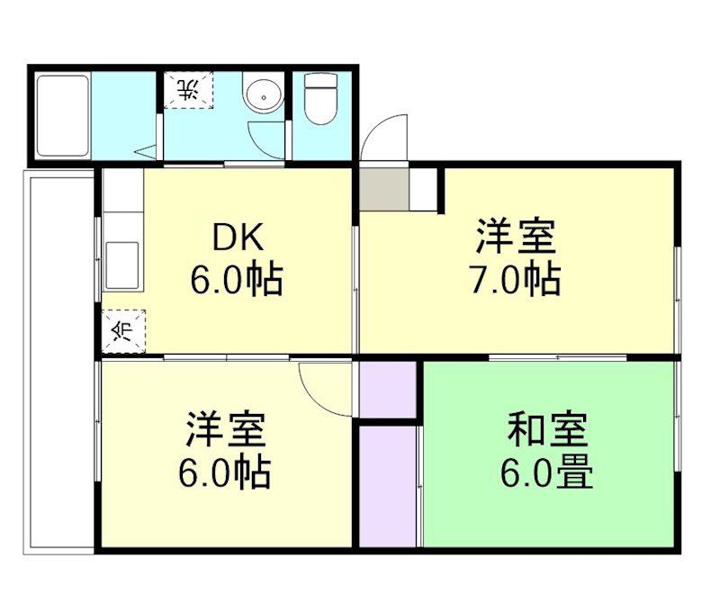 高越マンション(3DK/2階)の間取り写真