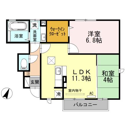 ドエル古賀Ⅱ(2LDK/1階)の間取り写真