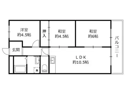 ベルエーヌ野洲(3LDK/3階)の間取り写真