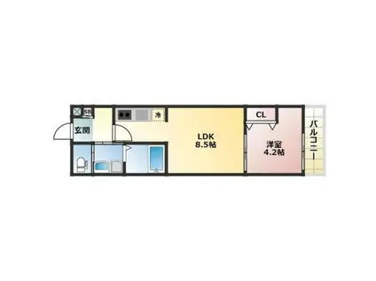 ALEGRIA大津(1LDK/1階)の間取り写真