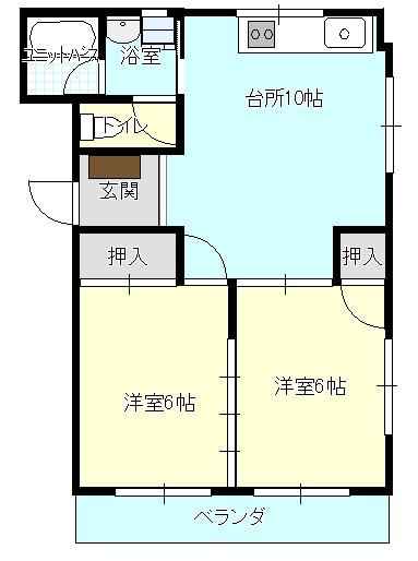 タキミヤマンション(2LDK/3階)の間取り写真