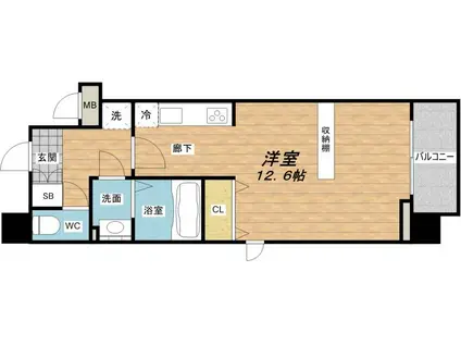 クレストコート高津(1K/6階)の間取り写真