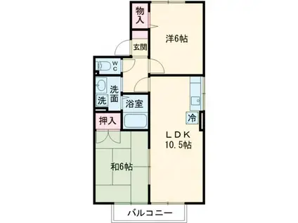セジュール波多野(2LDK/2階)の間取り写真
