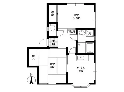 コトブキハイツ(2DK/1階)の間取り写真