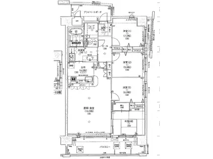 ポレスターアーバンシティ広島206(4LDK/2階)の間取り写真
