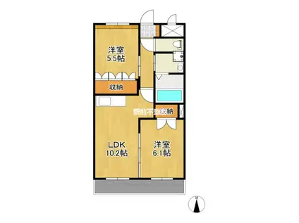 SUN HEIM M&H II(2LDK/1階)の間取り写真