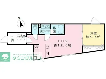 COEUR BLANC八幡山(1LDK/2階)の間取り写真