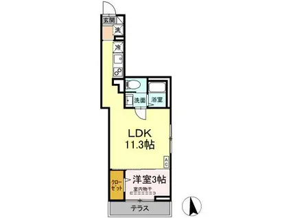 スピアナート北石堂(1LDK/1階)の間取り写真