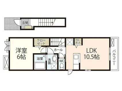 オフショアIII(1LDK/2階)の間取り写真