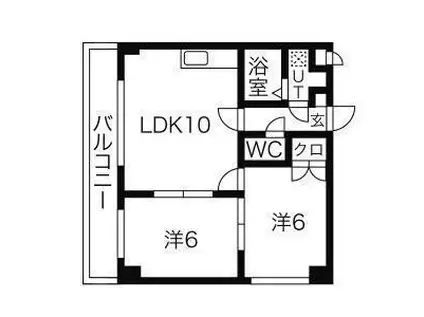 プログレスシティ菊水(2LDK/4階)の間取り写真