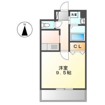 鶴羽之彩(1K/1階)の間取り写真