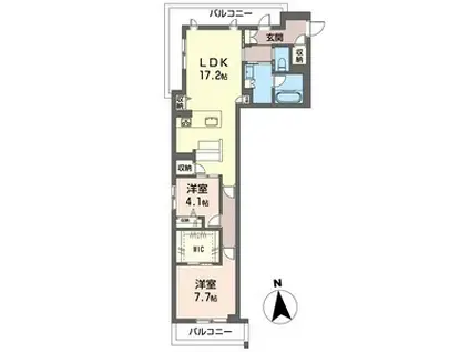 ペティーユ(2LDK/3階)の間取り写真