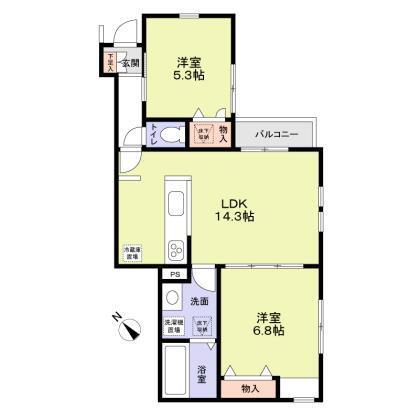 WEISES HAUS(2LDK/1階)の間取り写真