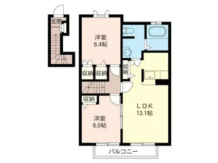 シャーメゾン フォレステージュB(2LDK/2階)の間取り写真