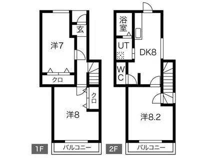 ユニヴェールA(3DK/1階)の間取り写真