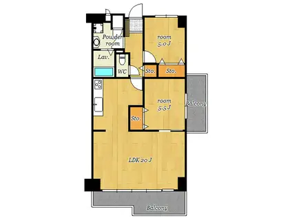 グリーンコーポ熊本(2LDK/13階)の間取り写真