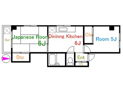 メゾンドアサカ(2DK/4階)の間取り写真