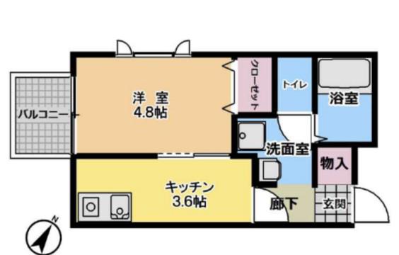アリビア大観町(1DK/1階)の間取り写真