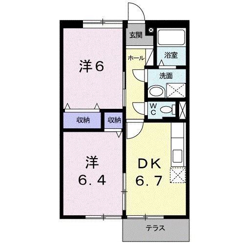 レジデンスCALM-A(2DK/1階)の間取り写真