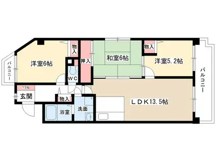 ビルド延珠(3LDK/4階)の間取り写真