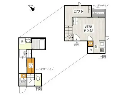 CB和白ソリエボ(1K/1階)の間取り写真