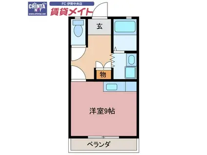 ピースハイツ(ワンルーム/2階)の間取り写真