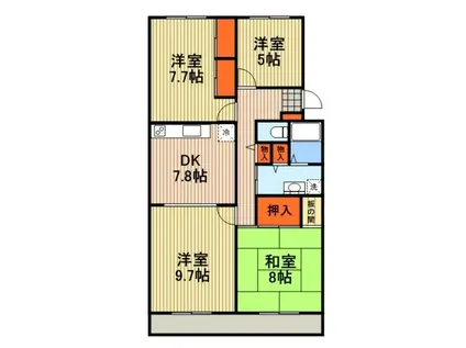 ライトコート斉藤II(4DK/3階)の間取り写真