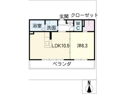 ベレオ壱番館(1LDK/3階)の間取り写真