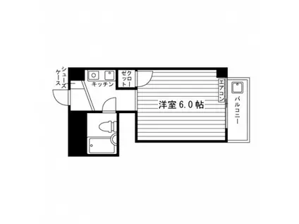 ハッピーハイム(ワンルーム/4階)の間取り写真