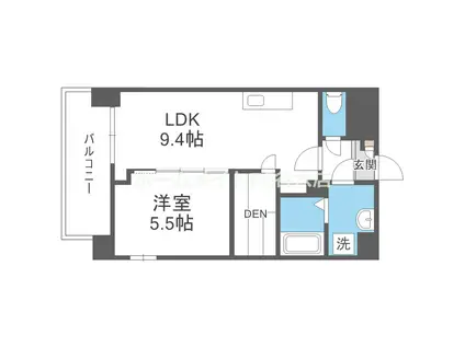 パークス堺筋本町(1SLDK/6階)の間取り写真