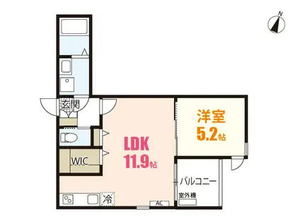 FLUGEL(1LDK/1階)の間取り写真