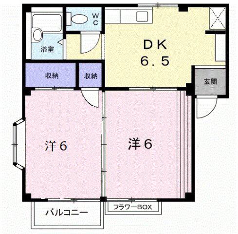 TSハイツI(2DK/1階)の間取り写真
