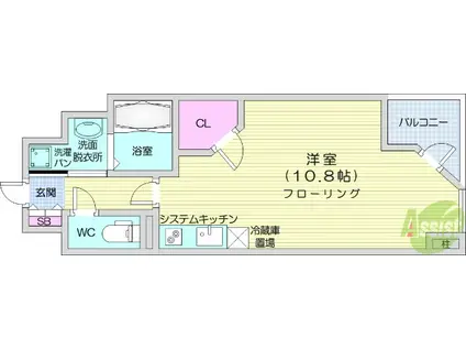 HF晩翠通レジデンス(ワンルーム/10階)の間取り写真