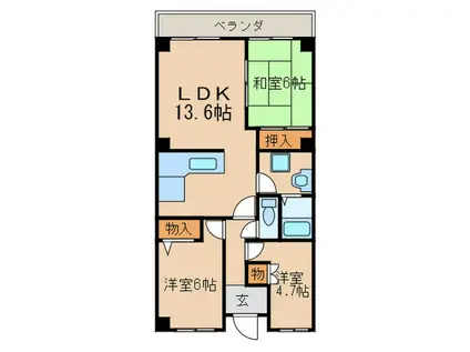 ディック・ベル(3LDK/2階)の間取り写真