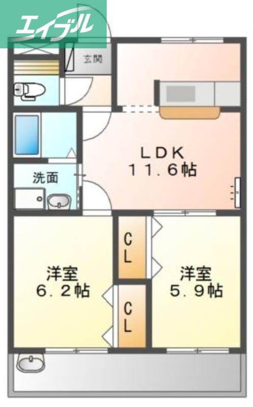 ピア・ファミール(2LDK/1階)の間取り写真