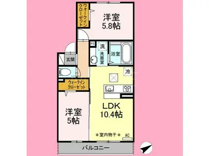 GRAND ARBRE(2LDK/1階)の間取り写真