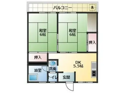 レジデンス寺崎2(2DK/2階)の間取り写真