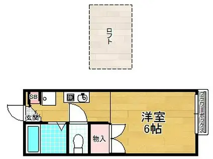JUN I(ワンルーム/1階)の間取り写真