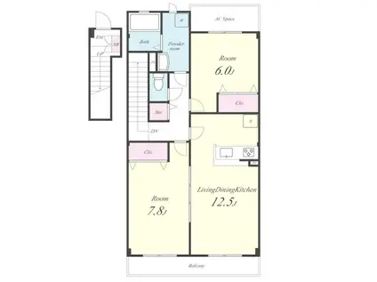 アーベント A(2LDK/2階)の間取り写真