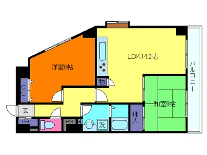 グランディア六甲LEGEND(2LDK/4階)の間取り写真