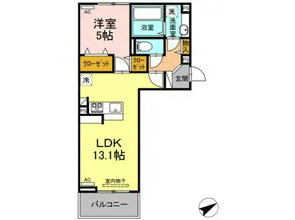 ロイヤル サン B棟(1LDK/2階)の間取り写真