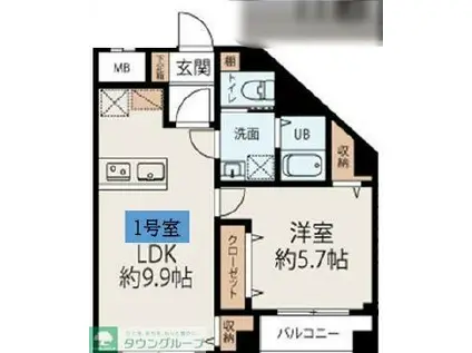 CONNECT PARK HILLS 本郷町(1LDK/3階)の間取り写真