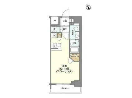 リビオレゾン新虎通(ワンルーム/13階)の間取り写真