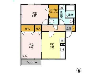 ドレミメゾン(2DK/2階)の間取り写真