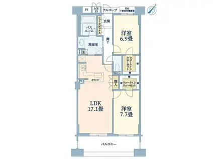 ワコーレ・ザ・トアロードレジデンス(2LDK/4階)の間取り写真